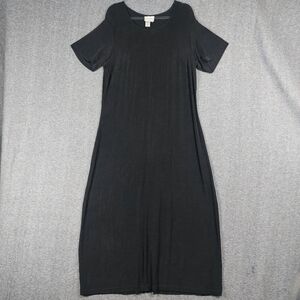 COLDWATER CREEK WOMENS VTG 90S Y2K BLACK LIQUID KNIT TRAVEL MAXI DRESS SIZE 1X
